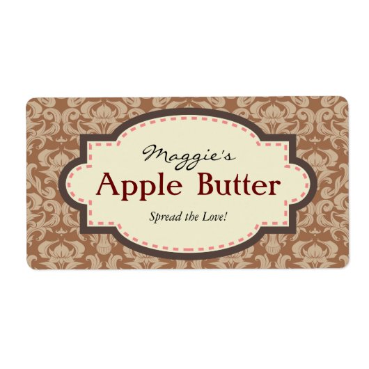 Taupe & Brown Apple Butter Jam Jar Labels, op maat Etiket (Voorkant)