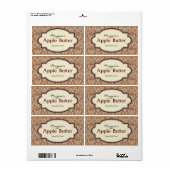 Taupe & Brown Apple Butter Jam Jar Labels, op maat Etiket (Full Sheet)
