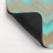 Taupe Brown Aqua Turquoise Ikat Zigzag Pattern Muismat (Hoek)