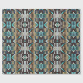 Taupe Brown Beige Aqua Turquoise Blue Tribe Art Cadeaupapier (Vlak)