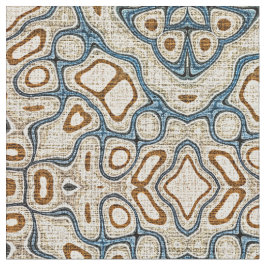 Taupe Brown Blauwgroen Blue Bali Batik Style Patro Stof