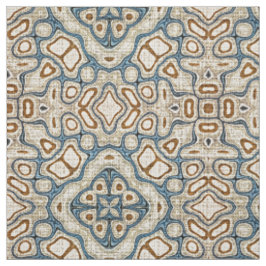 Taupe Brown Blauwgroen Blue Bali Batik Style Patro Stof