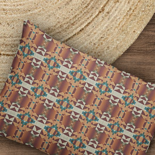 Taupe Brown Blauwgroen Blue Green Tribal Art Patro Kussensloop