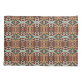 Taupe Brown Blauwgroen Blue Green Tribal Art Patro Kussensloop (Achterkant-Links)