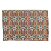 Taupe Brown Blauwgroen Blue Green Tribal Art Patro Kussensloop (Voorkant-Links)