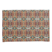 Taupe Brown Blauwgroen Blue Green Tribal Art Patro Kussensloop (Voorkant-Rechts)