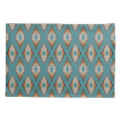 Taupe Brown Blue Blauwgroen Oranje Tribal Art Patt Kussensloop (Achterkant-Links)