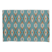 Taupe Brown Blue Blauwgroen Oranje Tribal Art Patt Kussensloop (Voorkant-Links)