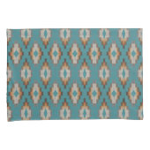 Taupe Brown Blue Blauwgroen Oranje Tribal Art Patt Kussensloop (Voorkant-Rechts)