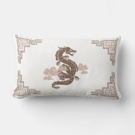 Taupe Brown Chinoiserie Dragon & Clouds Kussen