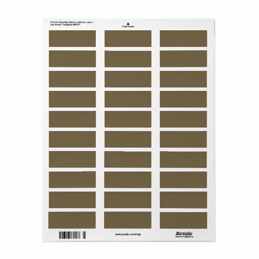 Taupe Brown Color Background  Etiket (Full Sheet)
