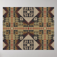 Taupe Brown Dark Red Ethnic Tribal Mosaic
