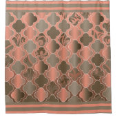 Taupe Brown en Peach Quatrefoil Patronen Douchegordijn (Voorkant)