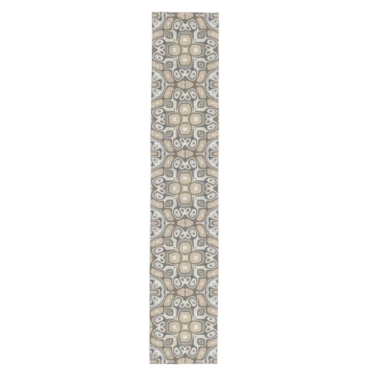 Taupe Brown Grey Beige Hip Bohemian Art Motif Medium Tafelloper (Voorkant)