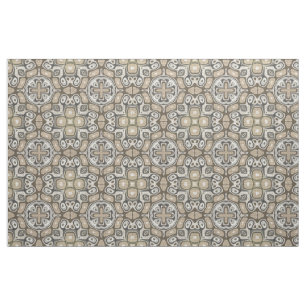 Taupe Brown Grey Beige Hip Bohemian Art Motif Stof