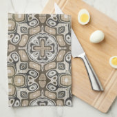 Taupe Brown Grey Beige Hip Bohemian Art Motif Theedoek (Quarter Fold)