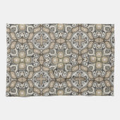 Taupe Brown Grey Beige Hip Bohemian Art Motif Theedoek (Horizontaal)