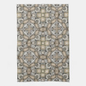 Taupe Brown Grey Beige Hip Bohemian Art Motif Theedoek (Verticaal)