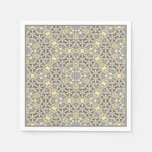 Taupe Brown Grey Beige Mosaic Kaleidoscoop Patroon Servetten