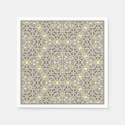 Taupe Brown Grey Beige Mosaic Kaleidoscoop Patroon Servetten (Voorkant)