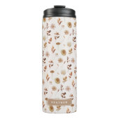 Taupe Brown Herfst Waterverf Botanische monogramme Thermosbeker (Voorkant)