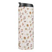 Taupe Brown Herfst Waterverf Botanische monogramme Thermosbeker (Geroteerd rechts)