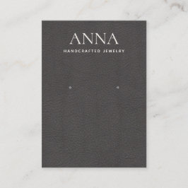 Taupe Brown Leather Earring Display Visitekaartje