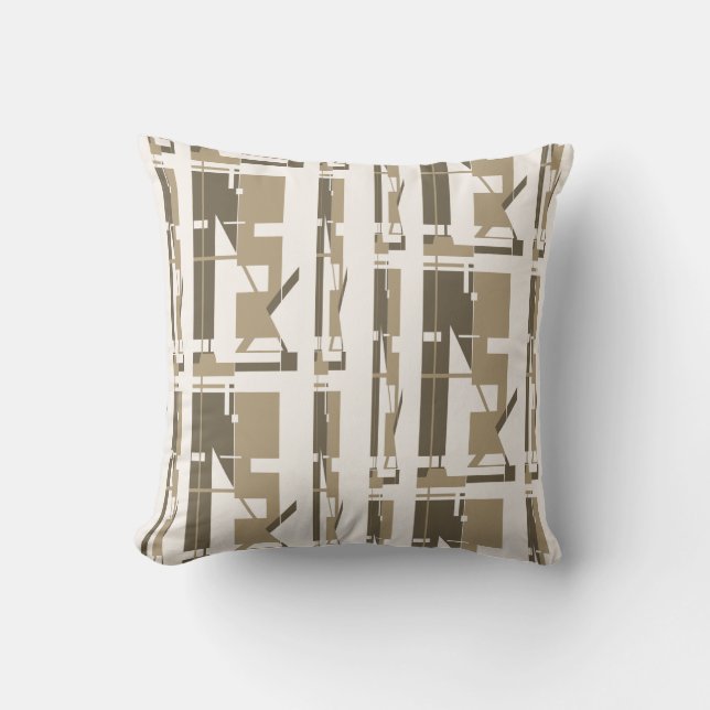 Taupe Brown Off-white Southwest Look Oneffen Tegel Kussen (Voorkant)