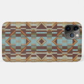 Taupe Brown Oranje Turquoise Tribal Mosaic Pattern Case-Mate iPhone Case (Achterkant (horizontaal))