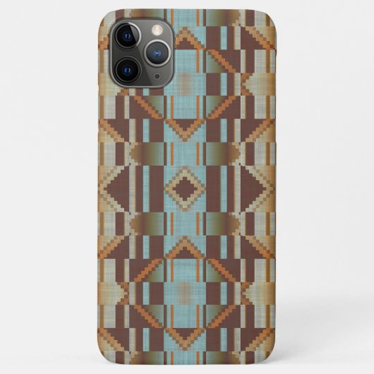 Taupe Brown Oranje Turquoise Tribal Mosaic Pattern Case-Mate iPhone Case (Achterkant)