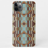 Taupe Brown Oranje Turquoise Tribal Mosaic Pattern iPhone Hoesje (Achterkant)
