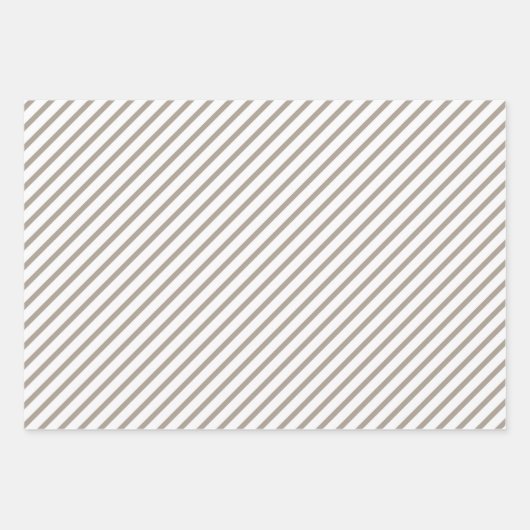 Taupe Brown Stripes Pattern Inpakpapier Vel (Voorkant 2)