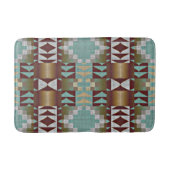 Taupe Brown Turquoise Aqua Blue Tribal Pattern Badmat (Voorkant)