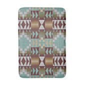 Taupe Brown Turquoise Aqua Blue Tribal Pattern Badmat (Voorkant Verticaal)