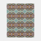 Taupe Brown Turquoise Aqua Blue Tribal Pattern Fleece Deken (Voorkant)