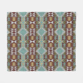 Taupe Brown Turquoise Aqua Blue Tribal Pattern Fleece Deken (Voorkant (Horizontaal))
