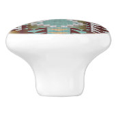 Taupe Brown Turquoise Aqua Blue Tribal Pattern Keramische Knop (Zijkant)