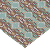 Taupe Brown Turquoise Aqua Blue Tribal Pattern Korte Tafelloper (Hoek)