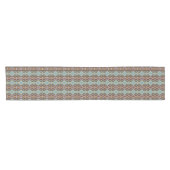 Taupe Brown Turquoise Aqua Blue Tribal Pattern Korte Tafelloper (Horizontaal)