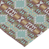 Taupe Brown Turquoise Aqua Blue Tribal Pattern Lange Tafelloper (Hoek)