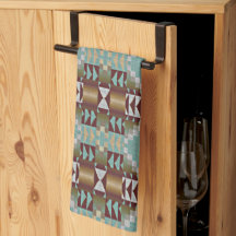 Taupe Brown Turquoise Aqua Blue Tribal Pattern