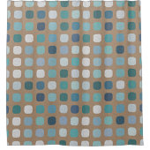 Taupe Brown Turquoise Light Blue Round Squares Art Douchegordijn (Voorkant)