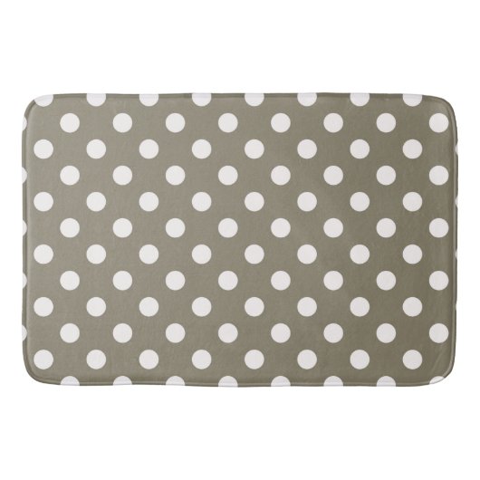 Taupe Brown & White Polka Dots Badmat (Voorkant)