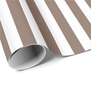 Taupe Brown/White Stripe Cadeaupapier