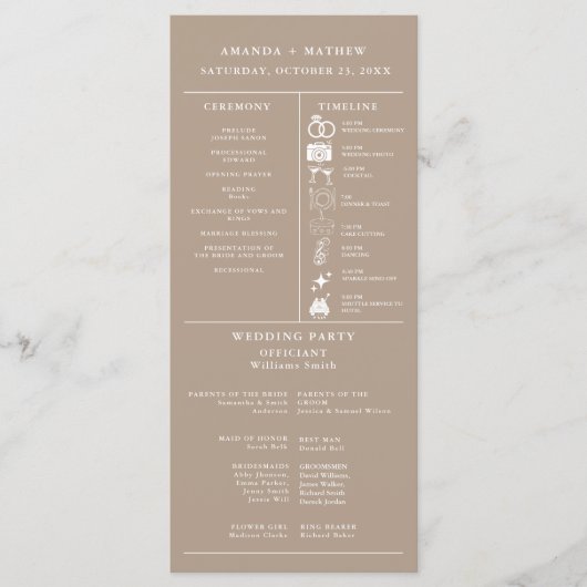 Taupe Bruiloft Infographic Programma (Voorkant)