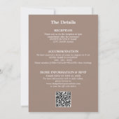 Taupe Bruiloft QR Code RSVP Uitnodiging (Achterkant)