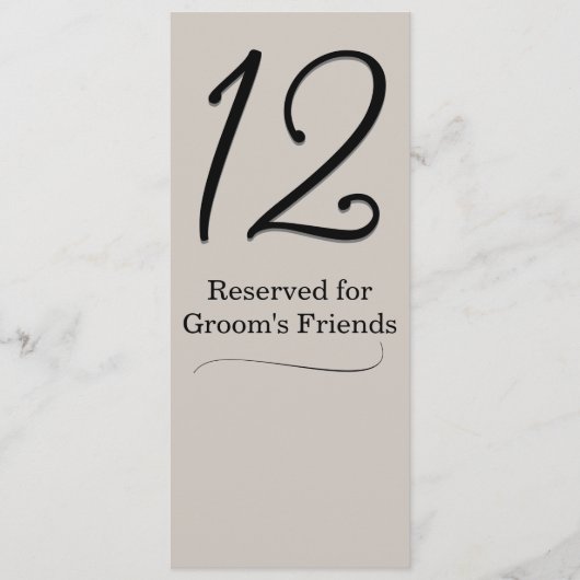 Taupe Bruiloft Receptie Tafelnummer (Voorkant)