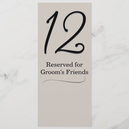 Taupe Bruiloft Receptie Tafelnummer (Achterkant)