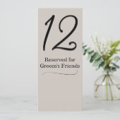 Taupe Bruiloft Receptie Tafelnummer (Staand voorkant)