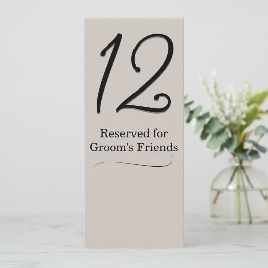 Taupe Bruiloft Receptie Tafelnummer (Staand voorkant)